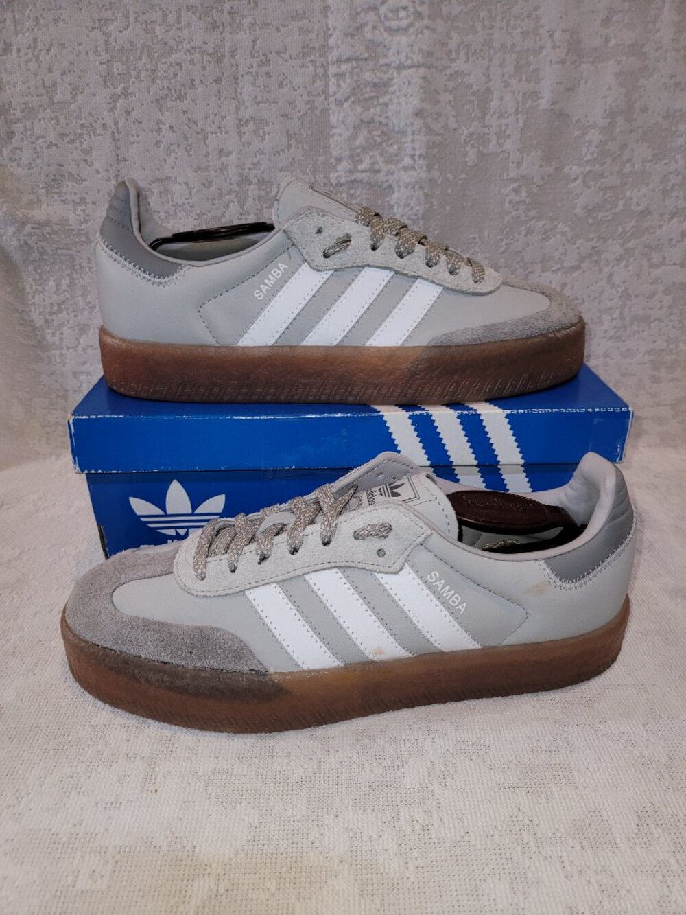 Adidas Womens Sambae Samba IE9108 Gray/White Casual Shoes Sneakers Size 8